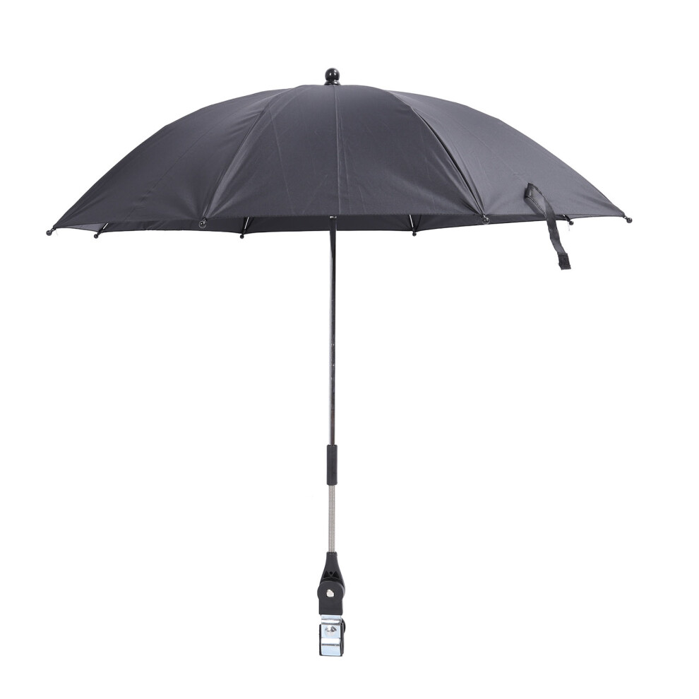 Baby Stroller Parasol Sun Shade 85Cm Adjustable Clamp Umbrella Black
