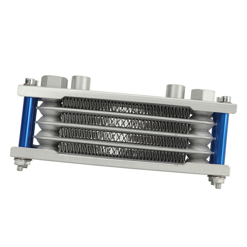 17Pcs Aluminum Motorcycle Oil Cooler Set For 125Cc-140Cc 4-Row Radiator Blue 7891388085771