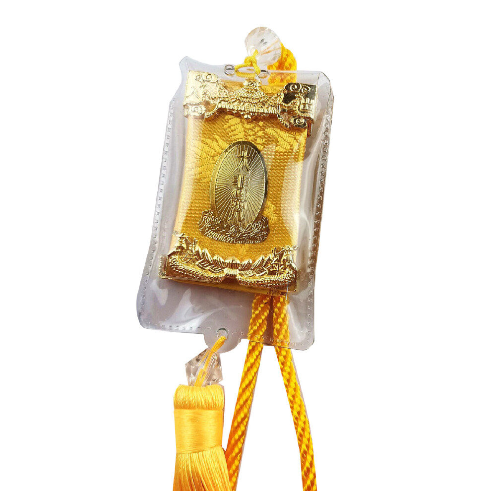 Buddhist Charm Car Pendant Alloy+Nylon Rearview Ornament Yellow 4901388085978