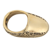 Handmade Brass Archery Thumb Ring 22mm Engraved Protector with Anti-Lost Rope