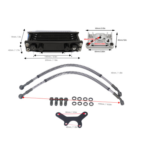 Aluminum 4-Row Oil Cooler Monkey 125cc-140cc Black 1