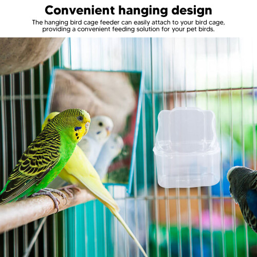 Hanging Plastic Bird Feeder Box with Lid for Cage, 500ml Capacity 2