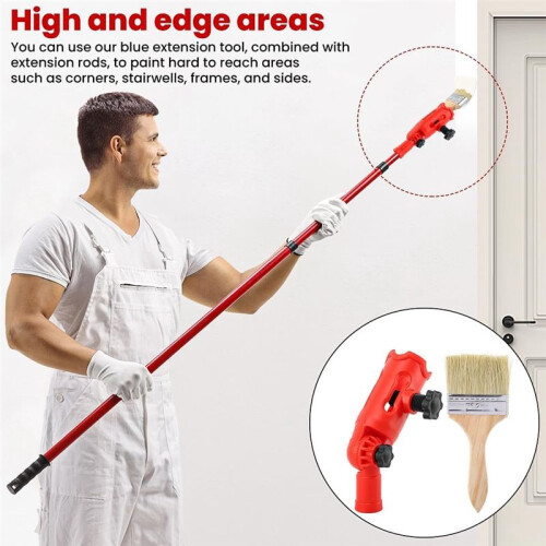 Multi-Angle Paint Brush Extender with Paint Brush, Extension Pole Attachments for Painting Roller, Paints Edger Tool 2