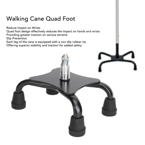Quad Foot Stainless Steel Walking Cane Support - 22mm Diameter 2