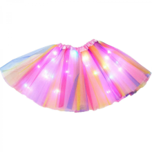 (pink) Jupe tutu lumineuse LED pour filles de 2 à 12 ans, jupe de danse princesse lumineuse élastique à 3 couches - MXBC