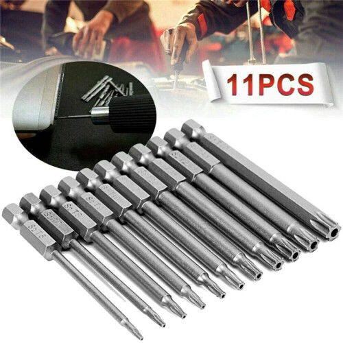 11-Piece 100mm 1/4inch Hex Bit Drive Tamper-Proof Security Drill Magnetic Bit Set Screwdriver Flat 2