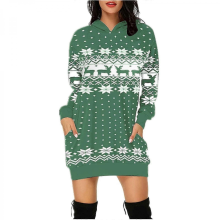 (Red, XL) Abito da donna natalizio 2023 con cappuccio, maniche lunghe, oversize, a pois, Babbo Natale, Capodanno