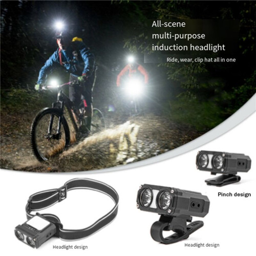2X Dual  Hat Clip Cap Light  LED Headlamp Sensor Headlight USB Rechargeable Adjustable Angle Camping Headlamp 2