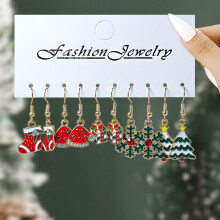 (Style 3 40) 5 Pairs Christmas Earrings, Hypoallergenic Clip-Ons
