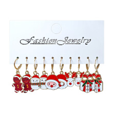 (Style 1 38) 5 Pairs Christmas Earrings, Hypoallergenic Clip-On