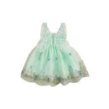 (2-3Y, green) Toddler Girls Dress Butterfly Embroidery Sleeveless Casual Dress Baby Summer Fashion Princess Dress