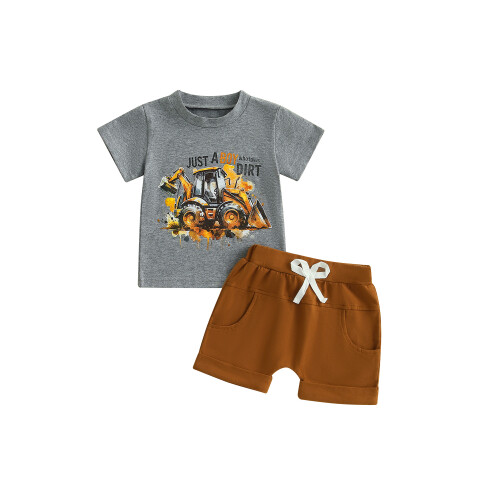 (6-12 Months, Gray) Σετ καλοκαιρινών σορτς μονόχρωμα σορτς