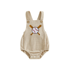 (0-3 Months, Ivory) Tutina intera per neonato/a, modello baseball con ricamo, senza maniche, grazioso abbigliamento estivo.