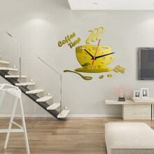 (Gold) DIY Digital Mirror Wall Clock with Accurate Quartz Movement Suitable for Home Dining Room