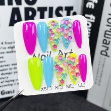 (XS) Colorful Durable Fake Nails for Women & Girls