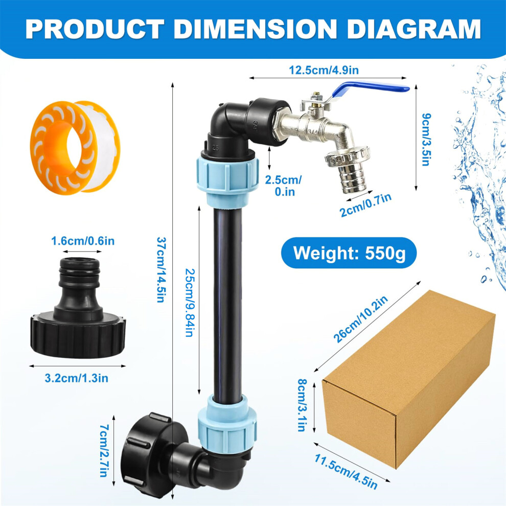 Ibc Adapter With Heighten Zinc Alloy Tap 1000L Rainwater Tank Zinc Alloy Faucet Set For Ibc Containers Ton Buckets 6424024553269