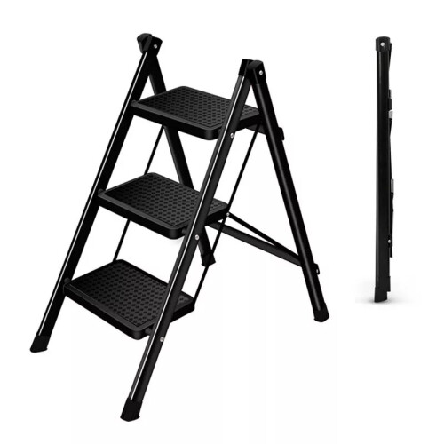 3 Step Ladder Folding Portable Compact Heavy Duty Anti-Slip Mat Stool