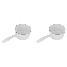 2X 1.3L Japanese Style White Ceramics Milk Pot Kitchen Cooking Pan Pot Stewpan Baby Food Saucepan with Long Handle