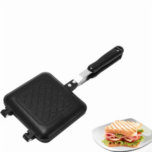 2X Grillad SmörgåS Paninimaskin, Brödrostat Bröd, Frukostmaskin, Varm SmörgåSpanna, Nonstick Flippanna i Aluminium, Köksredskap