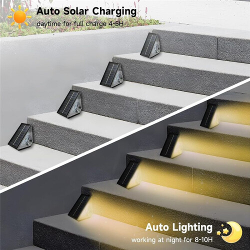 4pack Solar Step Lights for Outside,Solar Stair Lights for Step,Stair,Patio,Yard,Deck,Wall 2