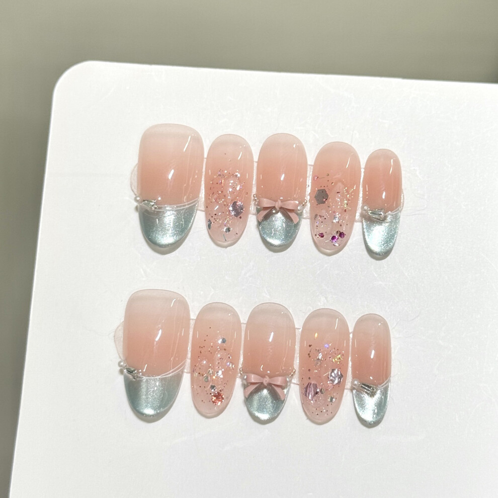 Reach-Tools (Xs) Glossy Bowknot Stick-On Nails For Diy Salon