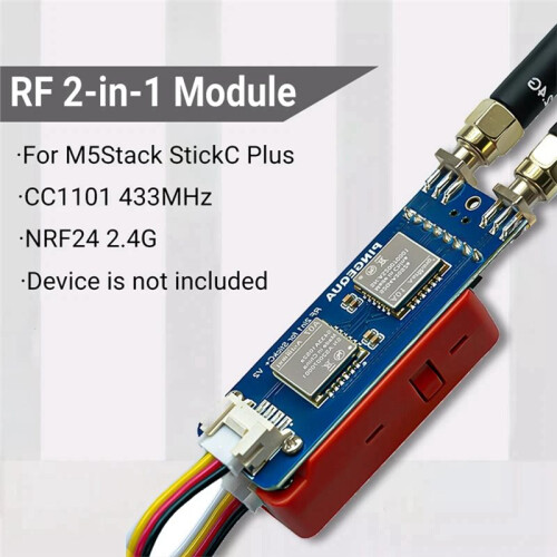 RF 2-in-1 Module for M5Stack StickC Plus2, Supports 2.4GHz and Sub-GHz 433MHz, Compatible for Bruch Firmware with Case 1