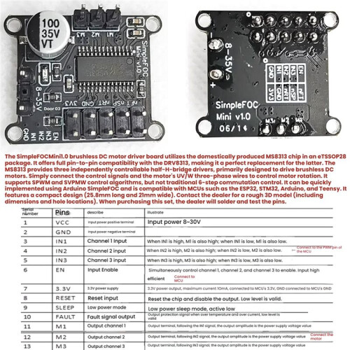 2804 Outer Rotor BLDC Motor Kit with AS5600 Magnetic Encoder SimpleFOCmini Driver Board,Neodymium Magnet Hollow