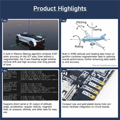 9-Axis IMU Module High-Precision Attitude Sensor Module Support AHRS Attitude Calculation for ROS Robot 2