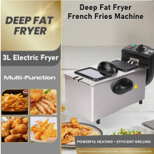 2500W Deep Fat Fryer 3L Chip Pan Basket Stainless Steel Window Adjustable Temp