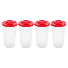 4 Large Salt and Pepper Shakers Moisture Proof ,Salt Shaker with Red Covers Lids Plastic Airtight Spice Jar Dispenser