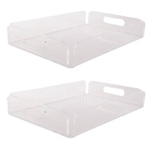 2X Plateau Acrylique Transparent Assiette Snack Acrylique Assiette de Rangement Multifonctionnelle Plateau de Serviettes de Salle de Bains