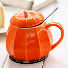 2X Mug Pumpkin Mug with Lid - Ceramic Decorations Ornament Coffee Mugs Cute Fall Cups Teacup - Birthday Gift Idea