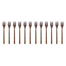 Forchette Nel Legno, 12 Pezzi Eco-Friendly Giapponese Insalata di Legno Cena Forchetta Stoviglie Stoviglie per Bambini Adulti