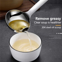 2X Cuchara Separadora de Aceite, Cuchara de Filtro de Aceite de Acero Inoxidable con Manejar Largo Cuchara de Aceite de Sopa Colador de Cocina Cuchara