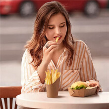 200 Pieces French Fry Holder Cups 14 Ounces Disposable Take Out Party Baking Supplies Paper Popcorn Boxes Brown