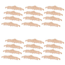 24PZ 20 x 5 cm in Legno di Gomma Intagliato Lungo Onlay Applique Non Verniciato Rosa Porta Fiore Decorazioni per La Casa in Stile Europeo