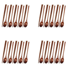 20X Juego de Cucharas Y Palillos de Madera de Teca, Cucharas Antiadherentes Sopa-Cucharita para Utensilios de Cocina