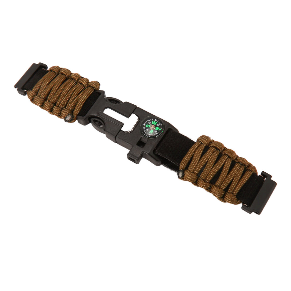 6-In-1 Nylon Paracord Watch Band 22Mm With Fire Starter Compass Whistle Brown 8321388094828
