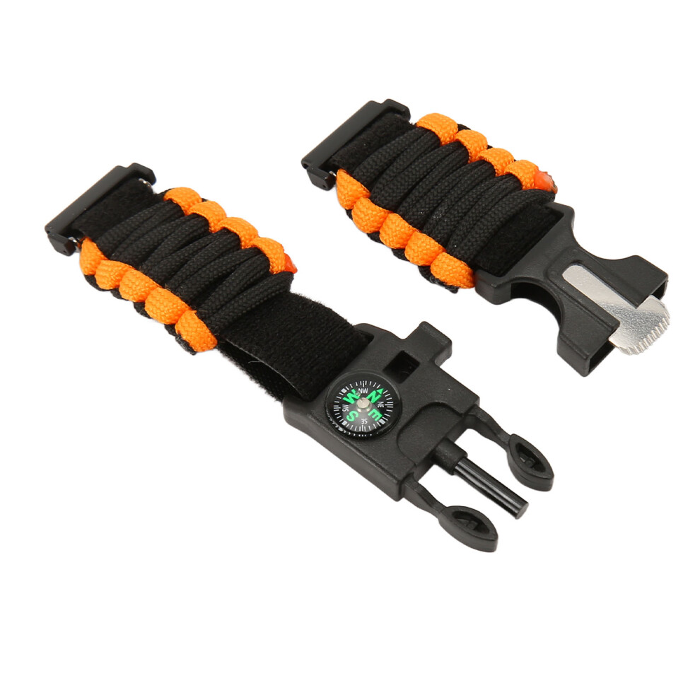 6-In-1 Paracord Watch Band With Fire Starter & Compass, 22Mm Buckle In Black & Orange Orange,Black 7601388095089