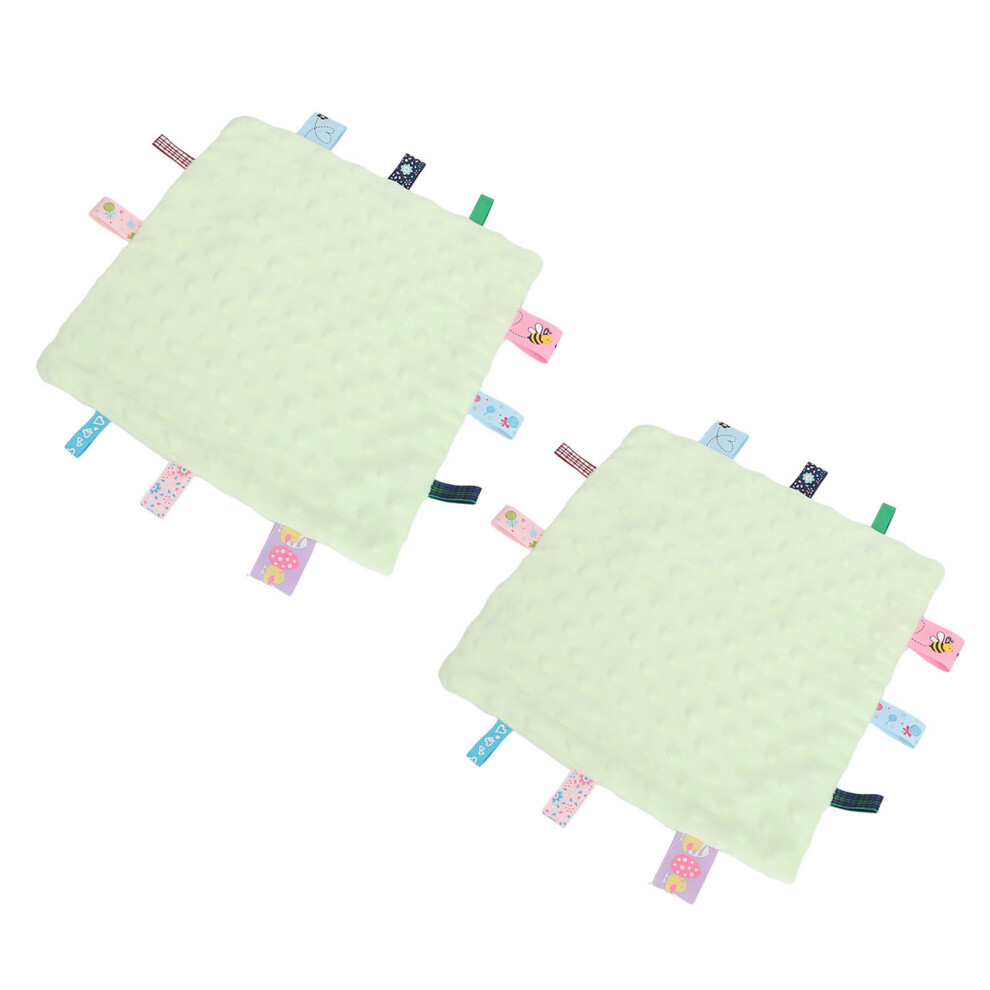 Baby Security Blanket With Colorful Tags, 24X24cm, Pure Cotton, Green