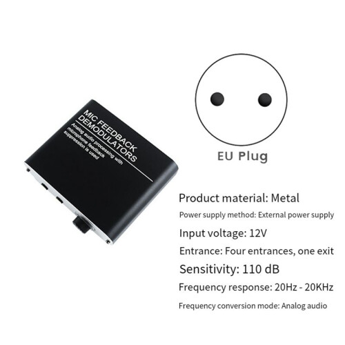 4 Channels Microphone Anti-Howling Device, Front Stage Effector,Suppressor Frequency Shift Equalizer Black EU Plug 1