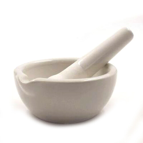 Ceramic Mortar & Pestle Set, 100mm White