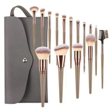 15Pcs Champagne Gold Makeup Brush Set Loose Powder Brush Foundation Brush Eyebrow Brush Full Set Makeup Brush