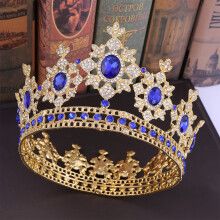 (4) Woman Round Crown Baroque Headdress Princess Party Prop Luxurious Hair Ornament for Masquerade Ball Banquet Cosplay