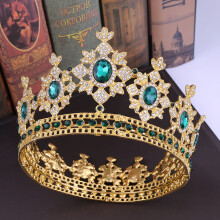 (5) Woman Round Crown Baroque Headdress Princess Party Prop Luxurious Hair Ornament for Masquerade Ball Banquet Cosplay