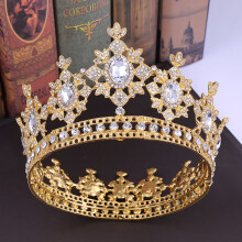 (2) Woman Round Crown Baroque Headdress Princess Party Prop Luxurious Hair Ornament for Masquerade Ball Banquet Cosplay
