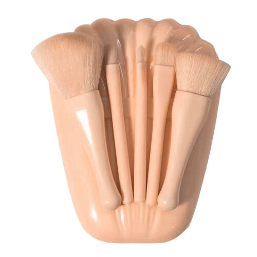 Shell Travel Makeup Brush Set 5-Sizes Pink