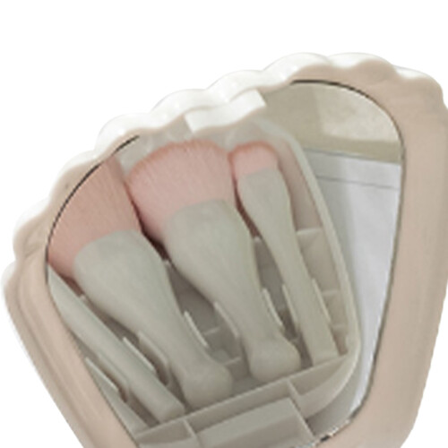 Shell Travel Makeup Brush Set - 5 Sizes Mini White 2