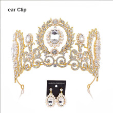 (Gold, 2) Gold Crowns Party Prop With Sparkling Rhinestone Metal Jewelry For Stage Show Dating Shopping