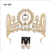 (Gold, 1) Gold Crowns Party Prop With Sparkling Rhinestone Metal Jewelry For Stage Show Dating Shopping